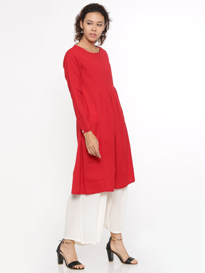 De Moza- Ladies Kurti Full Sleeve Red - De Moza (96304758798)