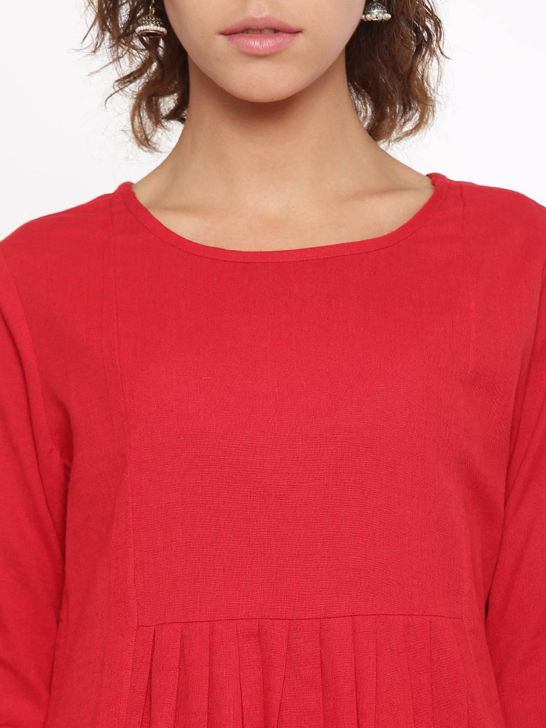 De Moza- Ladies Kurti Full Sleeve Red - De Moza (96304758798)