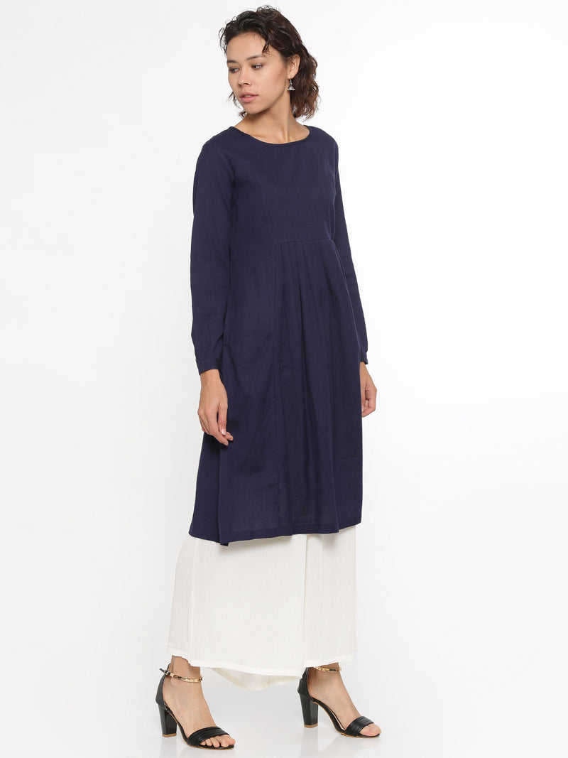 De Moza- Ladies Kurti Full Sleeve Navy Blue - De Moza (96327958542)