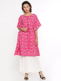De Moza- Ladies Printed Kurti Kaftan Sleeve Peach - De Moza (96549470222)