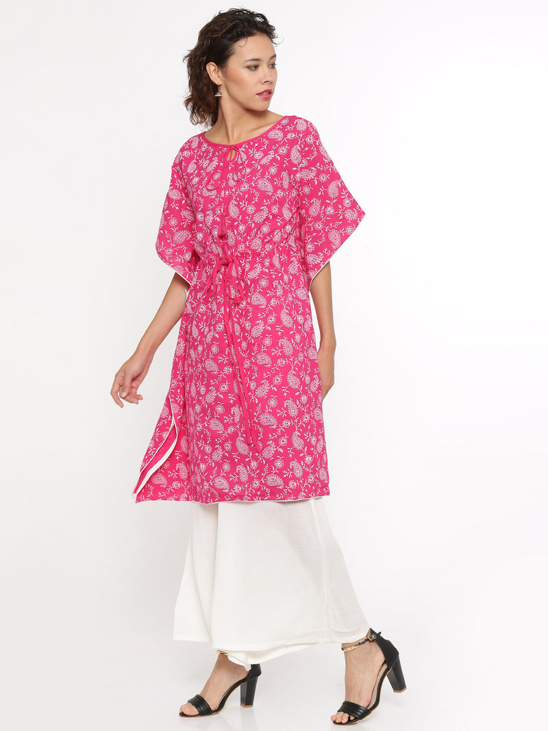 De Moza- Ladies Printed Kurti Kaftan Sleeve Peach - De Moza (96549470222)
