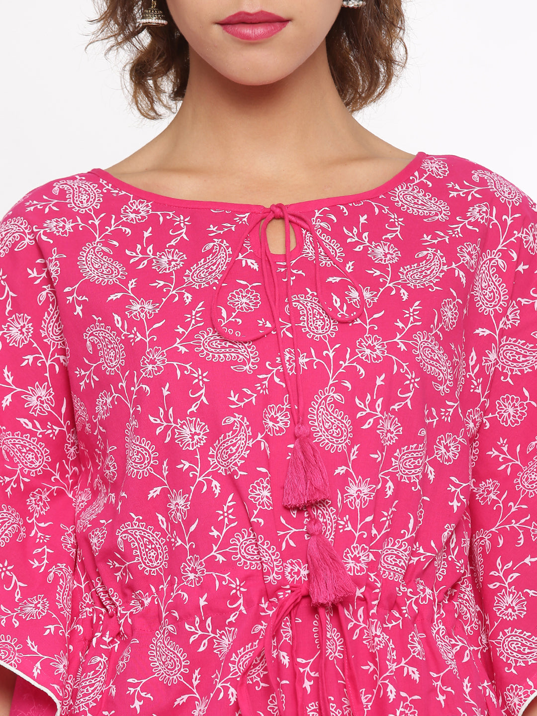 De Moza- Ladies Printed Kurti Kaftan Sleeve Peach - De Moza (96549470222)