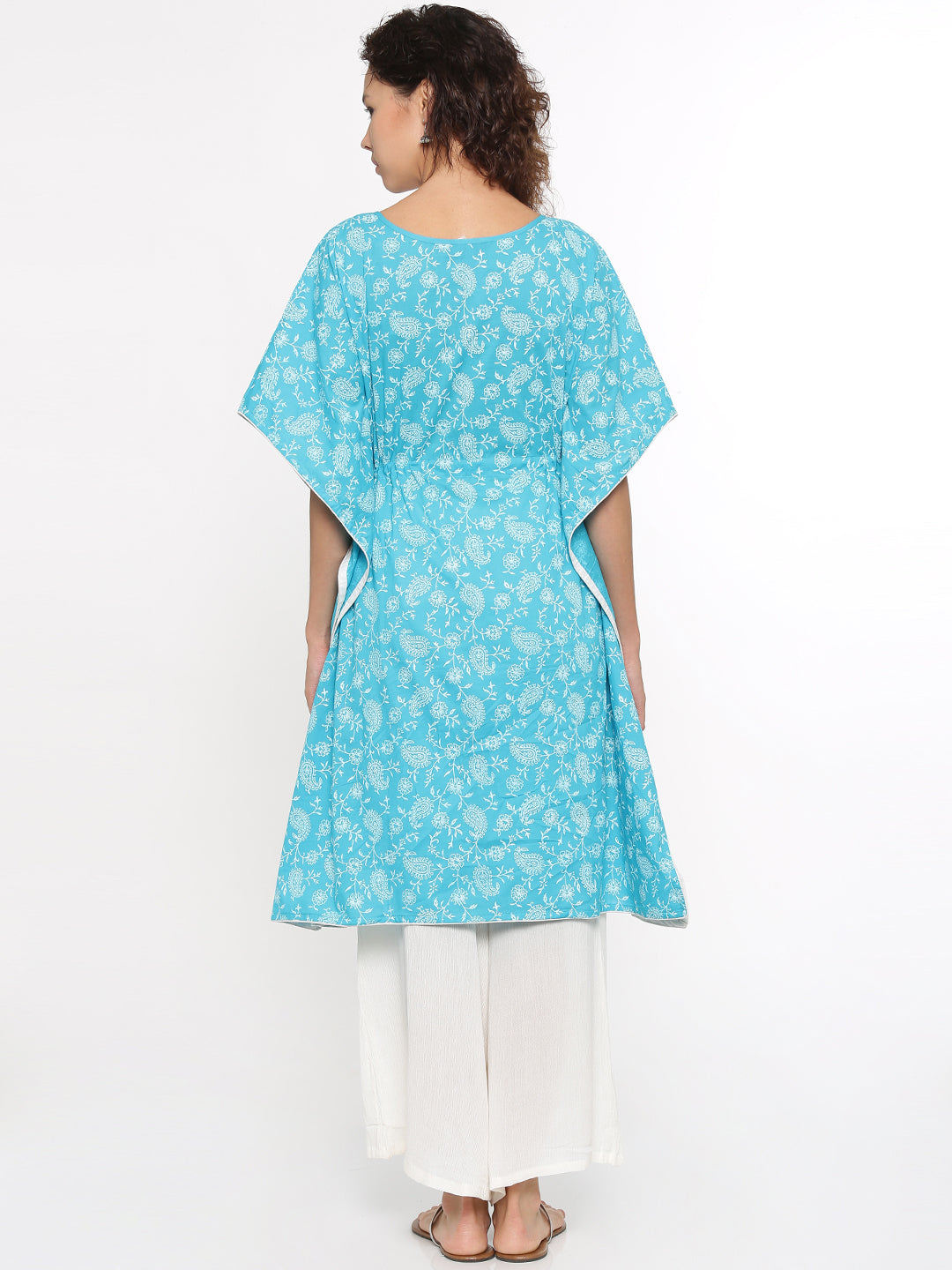 De Moza- Ladies Printed  Kurti Kaftan Sleeve Teal Green - De Moza (96550191118)