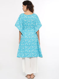De Moza- Ladies Printed  Kurti Kaftan Sleeve Teal Green - De Moza (96550191118)