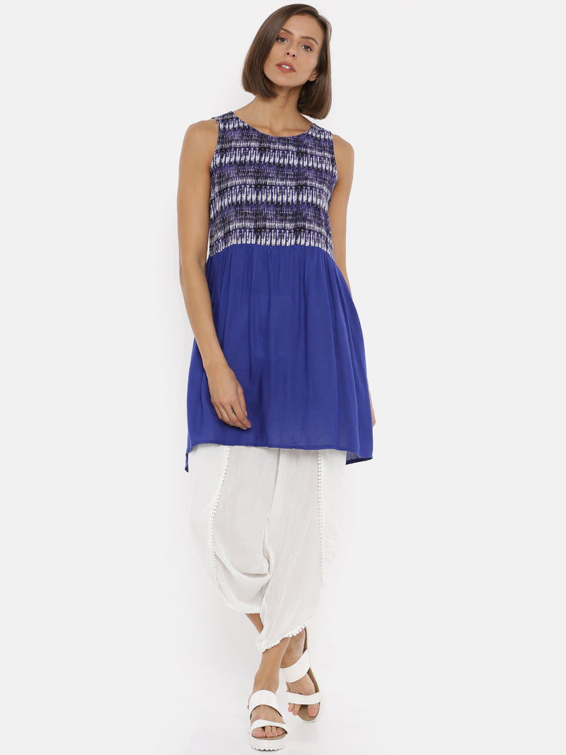 De Moza Ladies Sleeveless Cobalt Kurta. - De Moza (1733219713087)