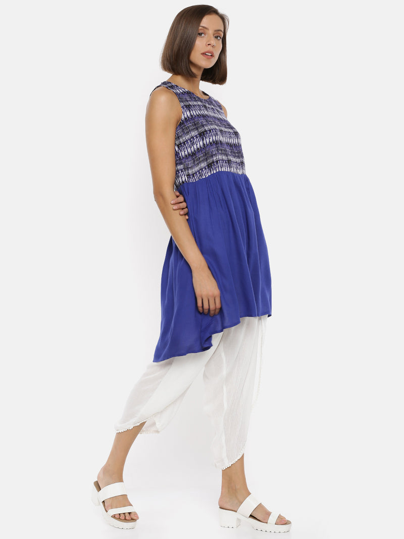 De Moza Ladies Sleeveless Cobalt Kurta. - De Moza (1733219713087)