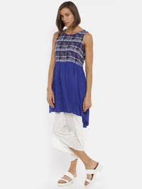 De Moza Ladies Sleeveless Cobalt Kurta. - De Moza (1733219713087)