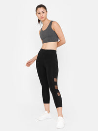 De Moza Women's 3/4Th Length Leggings Solid Cotton Black - De Moza (4712829091903)