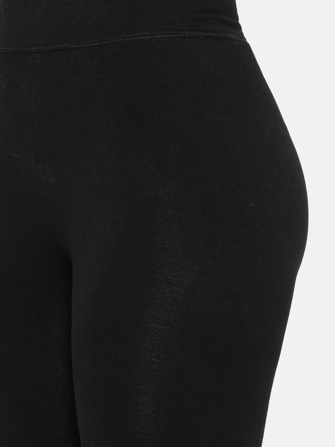 De Moza Women's 3/4Th Length Leggings Solid Cotton Black - De Moza (4712829091903)