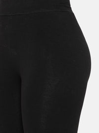 De Moza Women's 3/4Th Length Leggings Solid Cotton Black - De Moza (4712829091903)