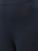 De Moza Women's 3/4Th Length Leggings Solid Cotton Dark Navy Blue - De Moza (4885589295167)