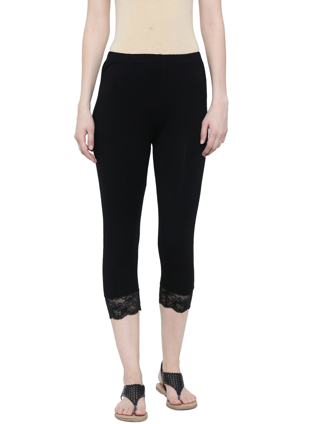 De Moza- Ladies 3/4th Leggings Black - De Moza (11189435598)