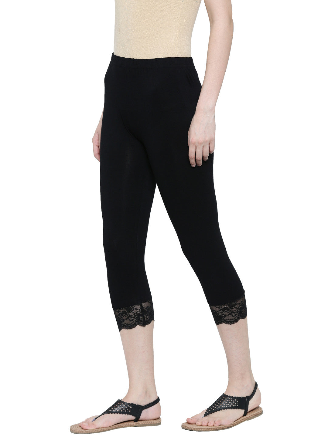 De Moza- Ladies 3/4th Leggings Black - De Moza (11189435598)