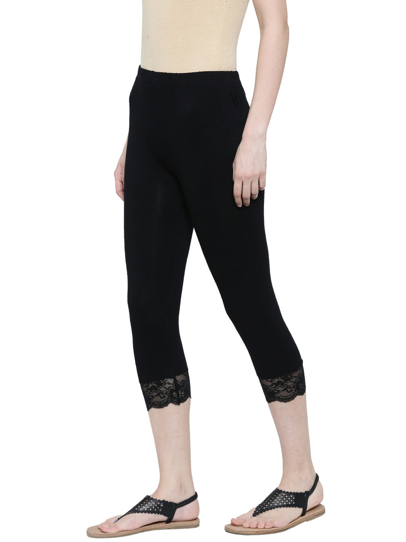 De Moza- Ladies 3/4th Leggings Black - De Moza (11189435598)