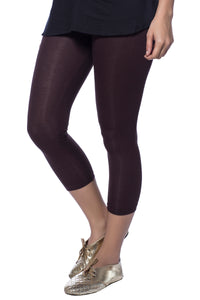 De Moza Women's 3/4Th Length Leggings Solid Viscose Brown - De Moza (4890554630207)