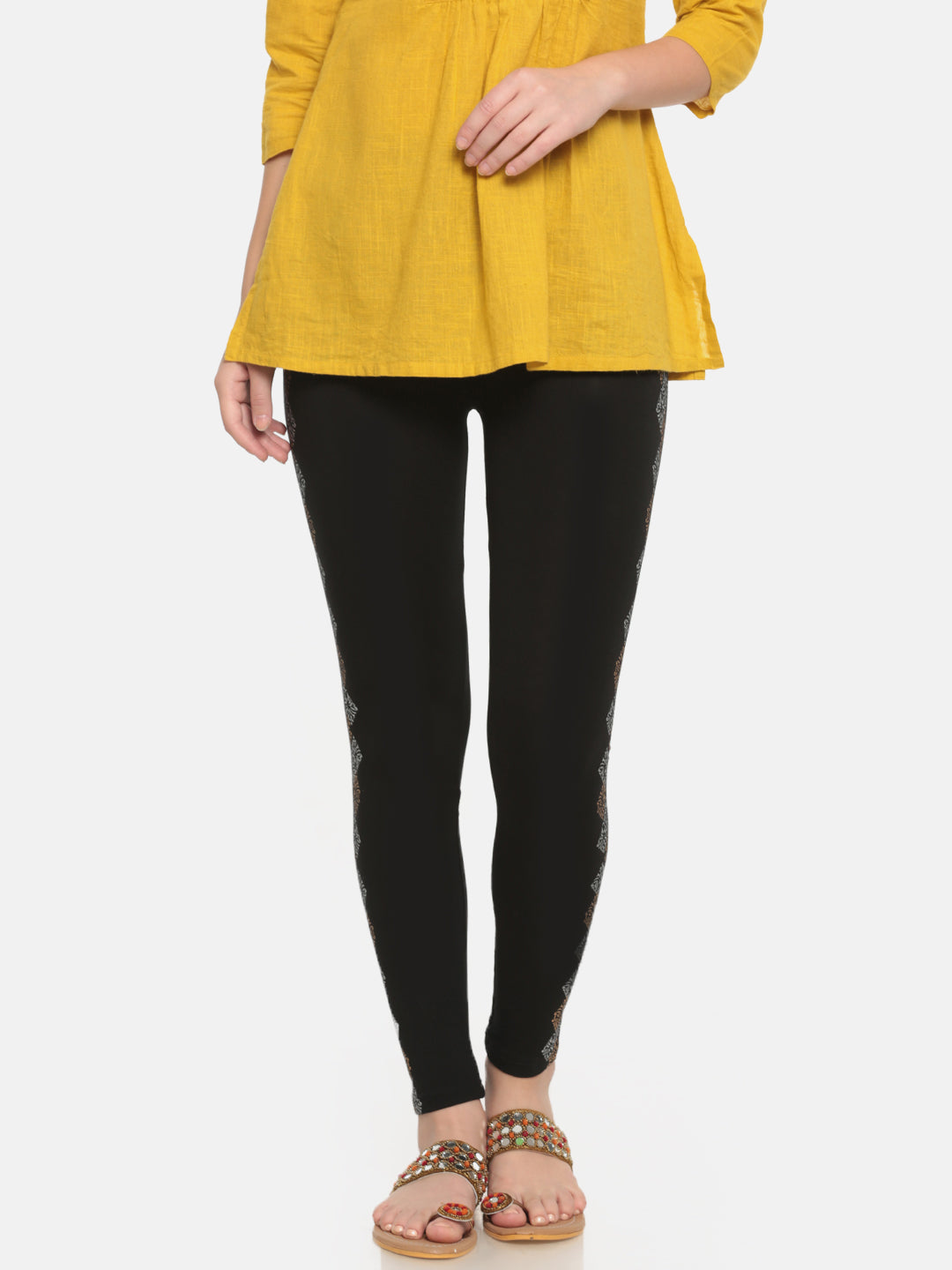 De Moza Ladies Printed Ankle Length Leggings Black - De Moza (674711765055)
