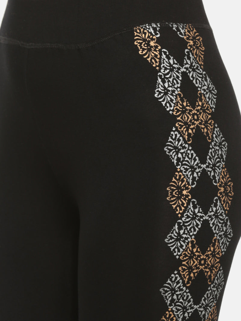 De Moza Ladies Printed Ankle Length Leggings Black - De Moza (674711765055)