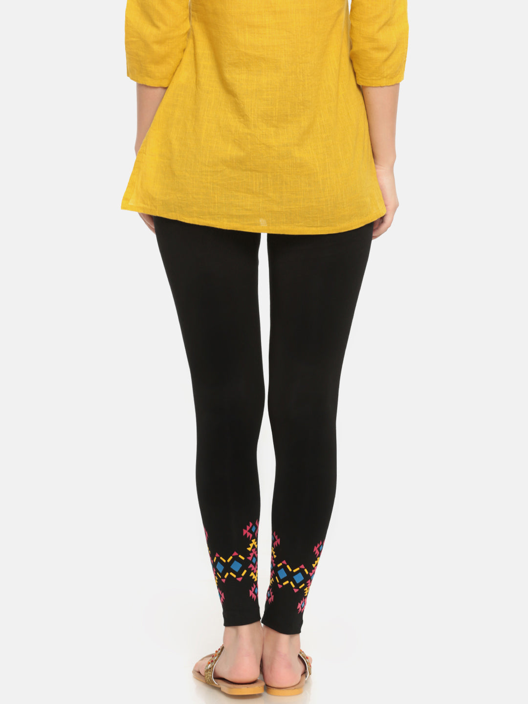 De Moza Ladies Printed Ankle Length Leggings Black - De Moza (674699870271)
