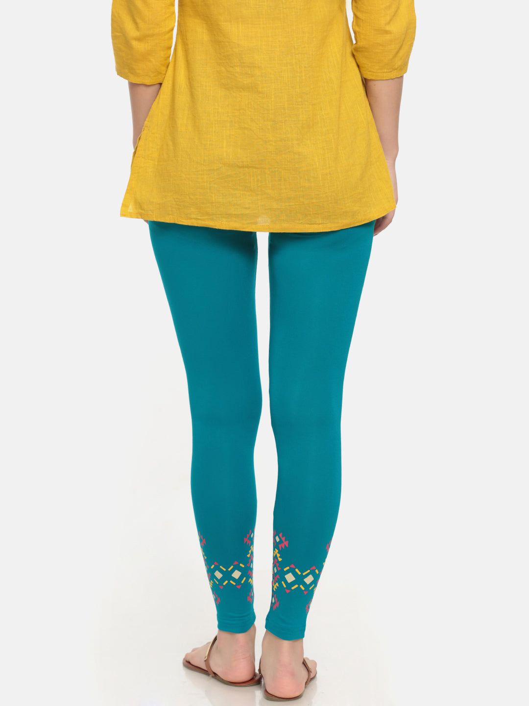 De Moza Ladies Printed Ankle Length Leggings Teal - De Moza (674708488255)