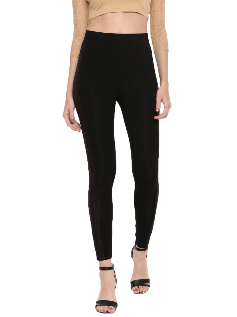 De Moza Ladies Printed Black Ankle Length Leggings - De Moza (1596297740351)
