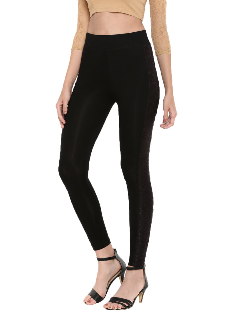 De Moza Ladies Printed Black Ankle Length Leggings - De Moza (1596297740351)