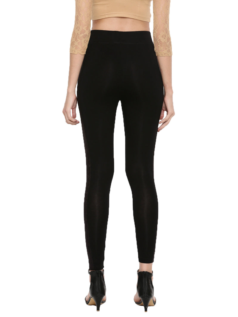 De Moza Ladies Printed Black Ankle Length Leggings - De Moza (1596297740351)