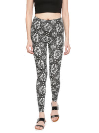 De Moza- Ladies Printed Ankle Length Leggings Black - De Moza (1602543222847)