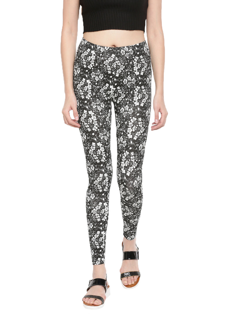 De Moza- Ladies Printed Ankle Length Leggings Black - De Moza (1602543222847)