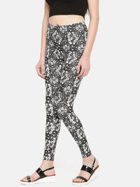 De Moza-Ladies Printed Ankle Length Leggings Black - De Moza (1602528935999)