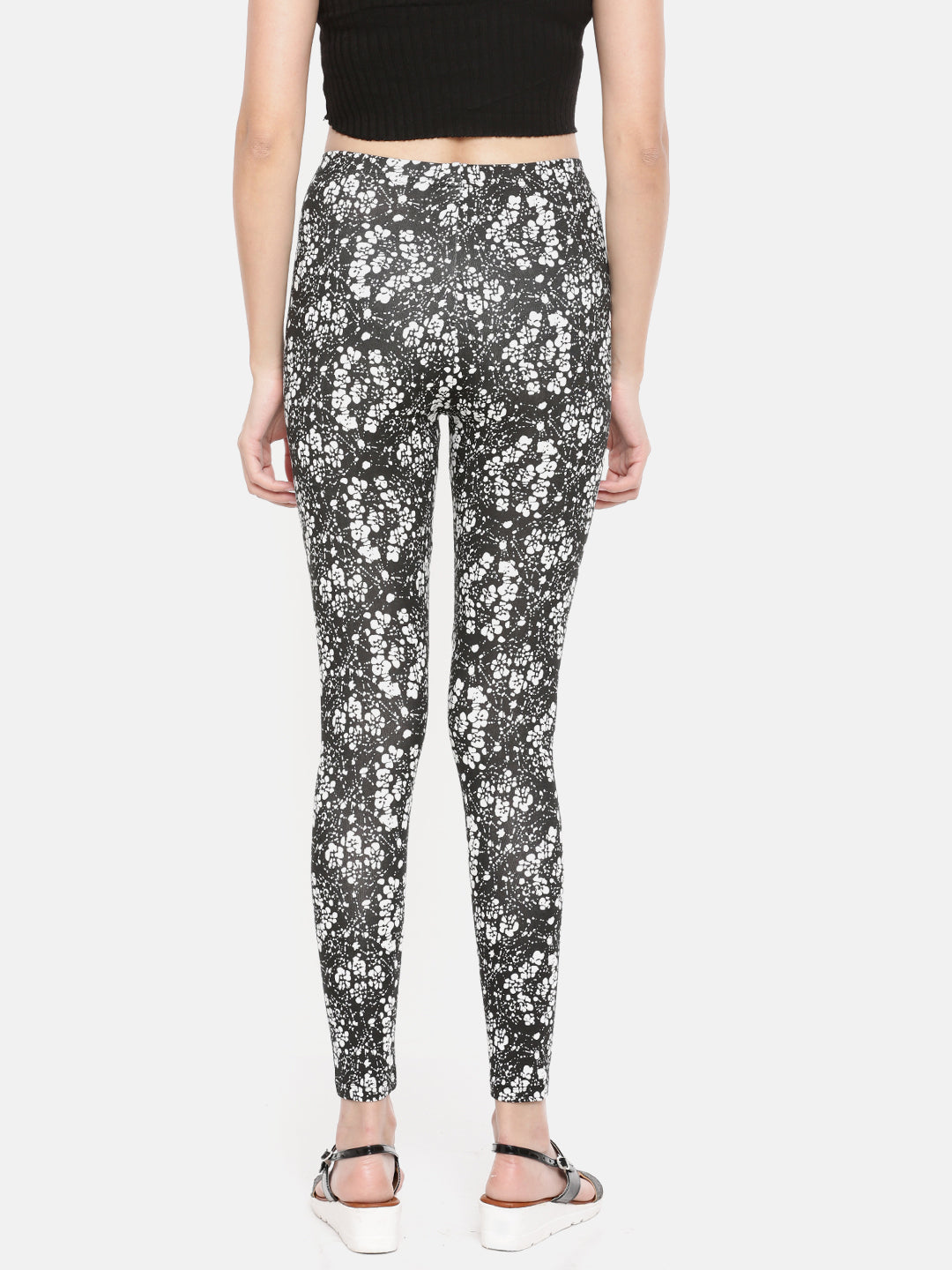 De Moza-Ladies Printed Ankle Length Leggings Black - De Moza (1602528935999)