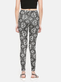 De Moza-Ladies Printed Ankle Length Leggings Black - De Moza (1602528935999)
