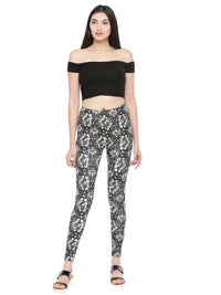 De Moza- Ladies Printed Ankle Length Leggings Black - De Moza (1602543222847)