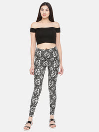 De Moza-Ladies Printed Ankle Length Leggings Black - De Moza (1602528935999)