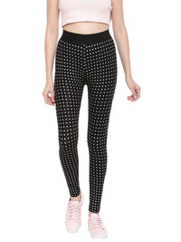 De Moza- Ladies Printed Ankle Length Leggings Black - De Moza (1602557673535)
