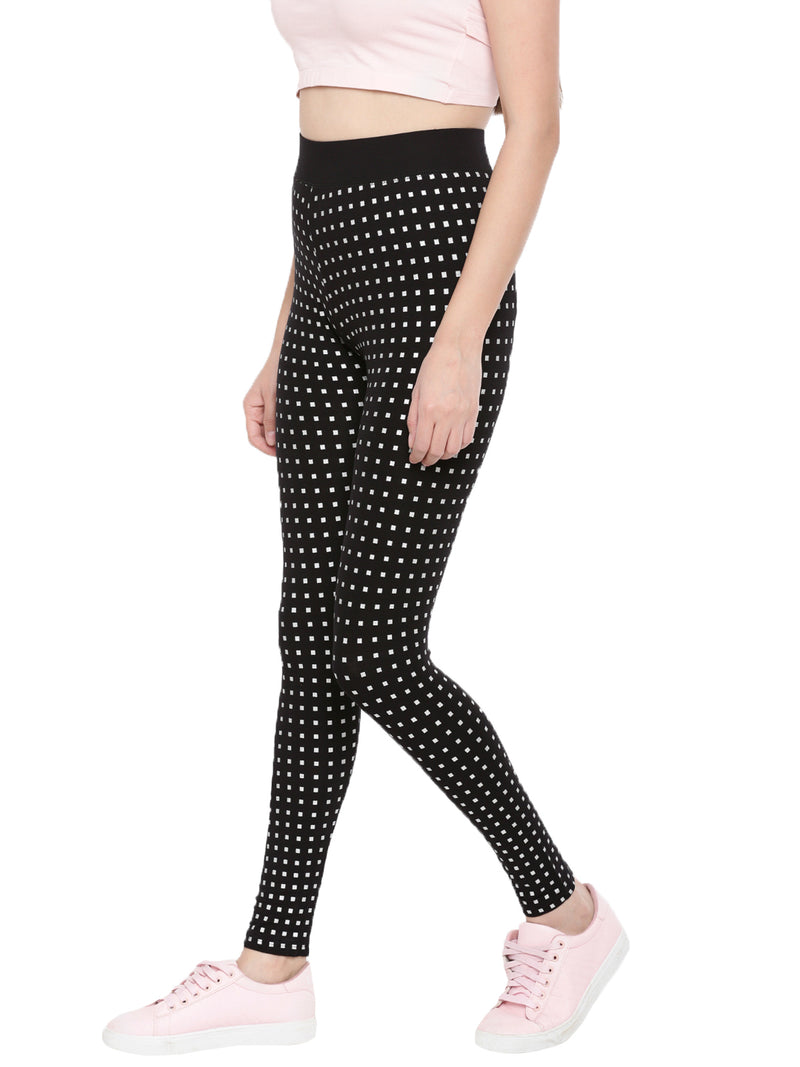 De Moza- Ladies Printed Ankle Length Leggings Black - De Moza (1602557673535)
