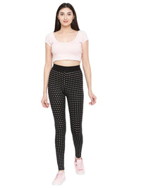 De Moza- Ladies Printed Ankle Length Leggings Black - De Moza (1602557673535)