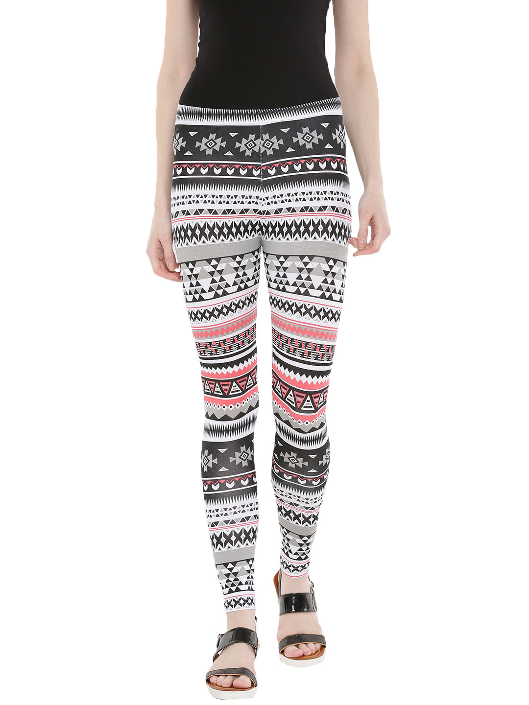 De Moza- Ladies Printed Ankle Length Leggings White - De Moza (1665165721663)