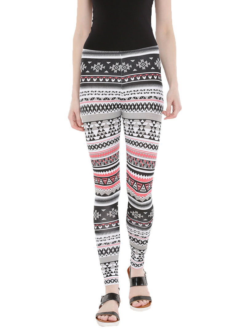 De Moza- Ladies Printed Ankle Length Leggings White - De Moza (1665165721663)