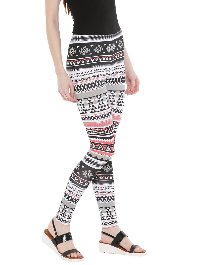 De Moza- Ladies Printed Ankle Length Leggings White - De Moza (1665165721663)