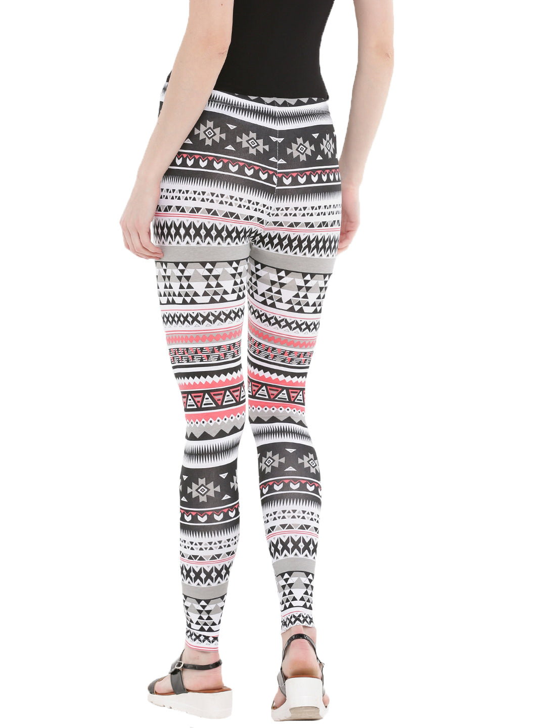De Moza- Ladies Printed Ankle Length Leggings White - De Moza (1665165721663)
