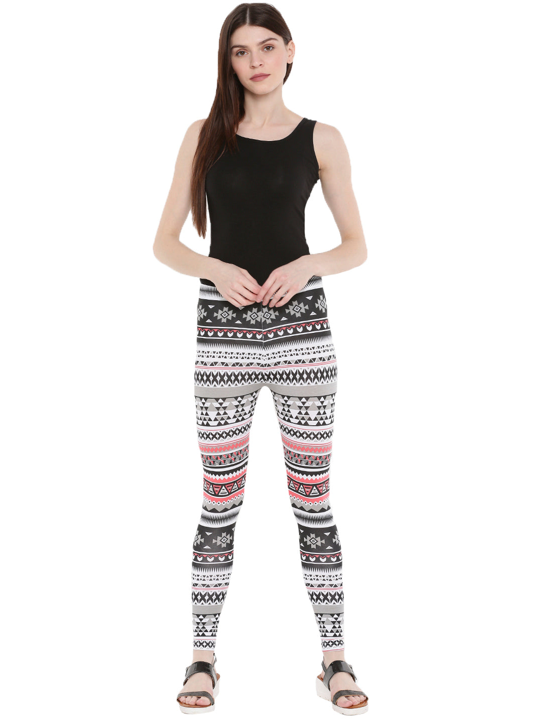 De Moza- Ladies Printed Ankle Length Leggings White - De Moza (1665165721663)