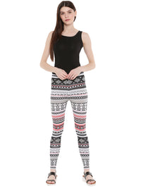 De Moza- Ladies Printed Ankle Length Leggings White - De Moza (1665165721663)