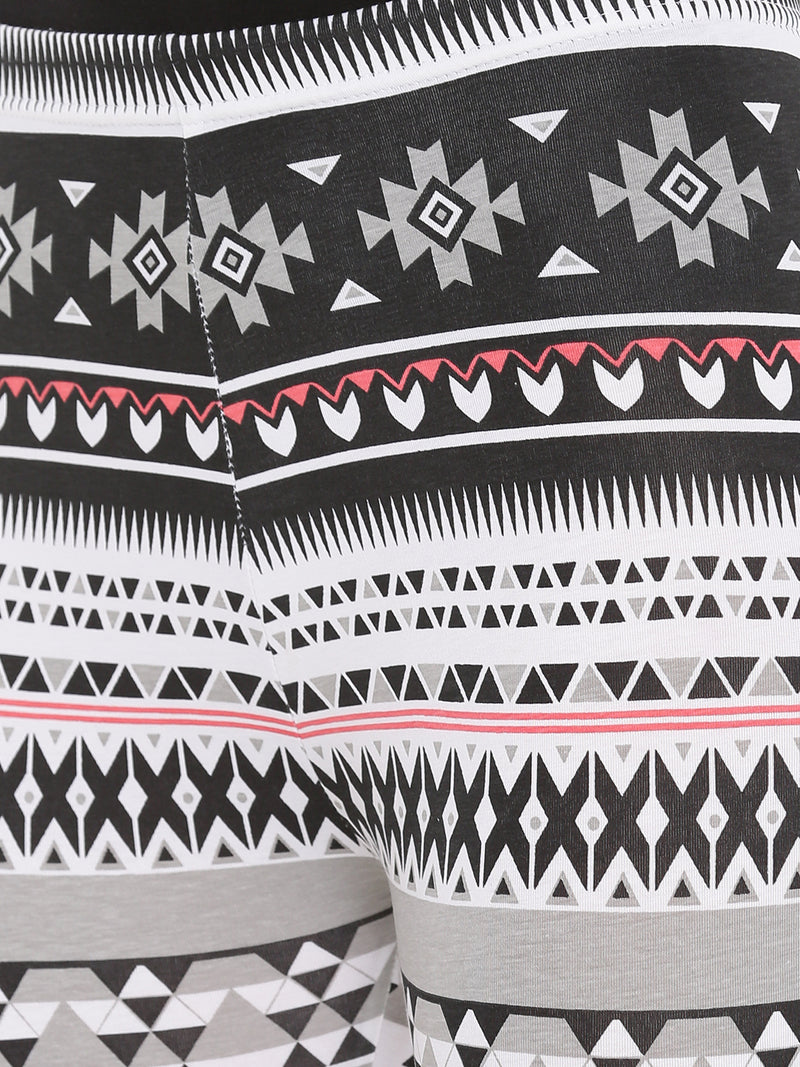 De Moza- Ladies Printed Ankle Length Leggings White - De Moza (1665165721663)