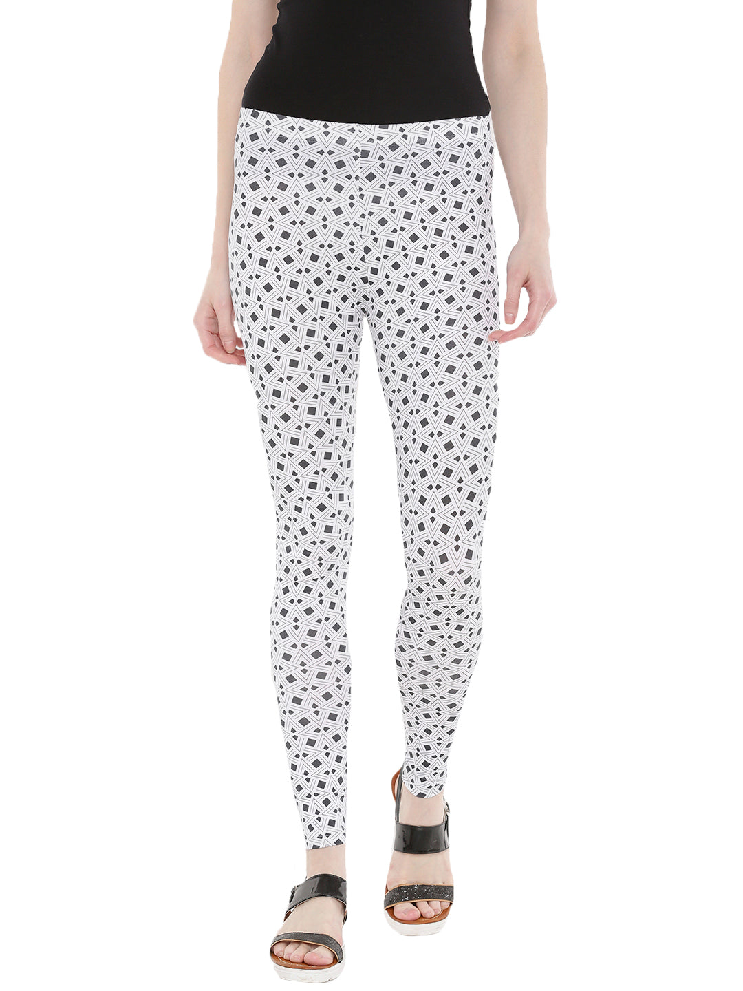 De Moza- Ladies Printed Ankle Length Leggings Dark Grey - De Moza (1665186005055)
