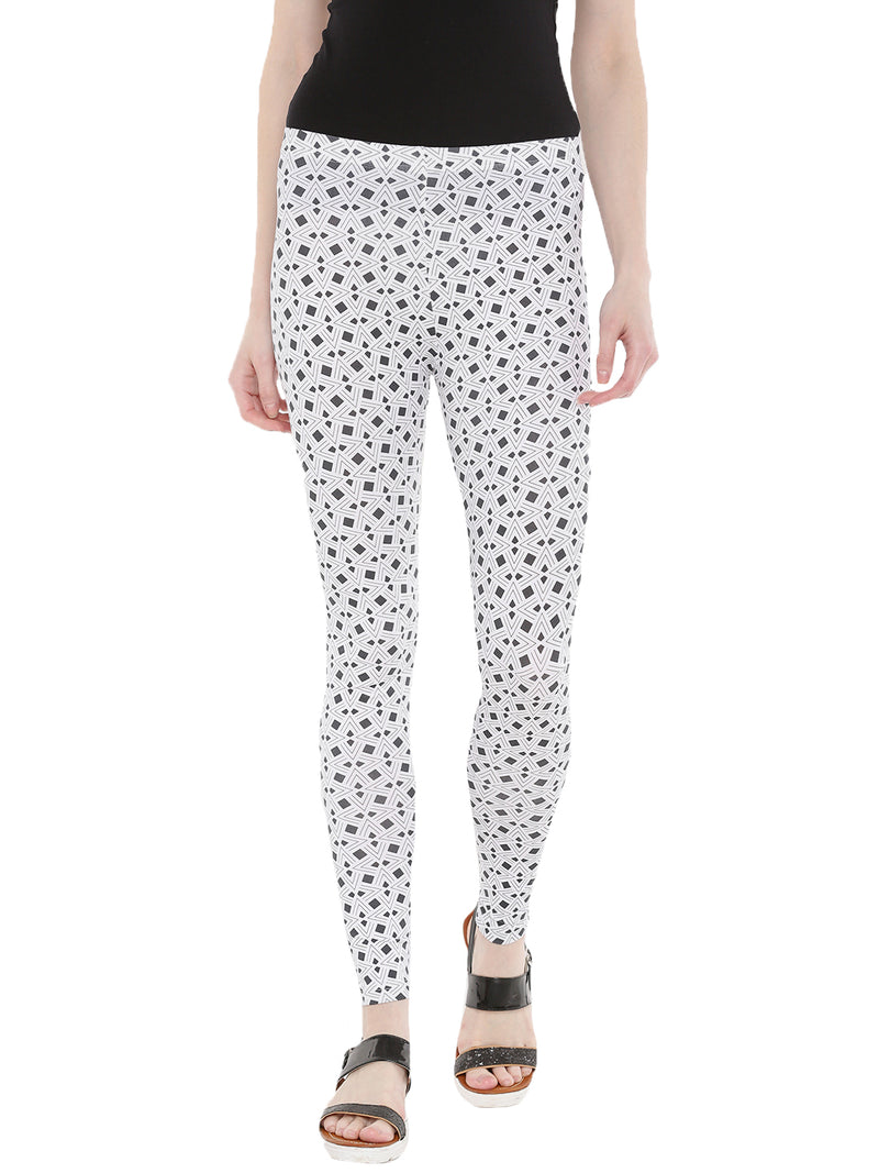 De Moza- Ladies Printed Ankle Length Leggings Dark Grey - De Moza (1665186005055)