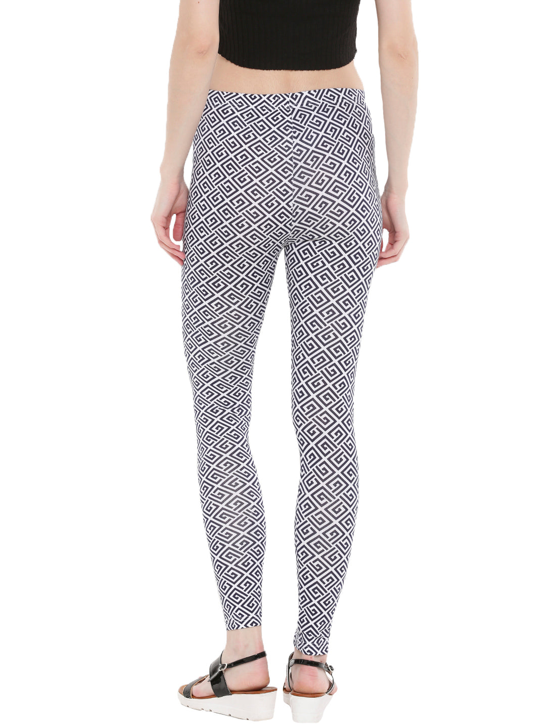 De Moza- Ladies Printed Ankle Length Leggings Dark Navy Blue - De Moza (1665218609215)