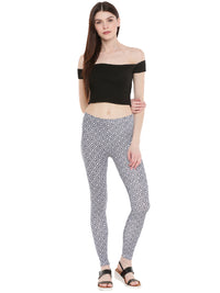 De Moza- Ladies Printed Ankle Length Leggings Dark Navy Blue - De Moza (1665218609215)