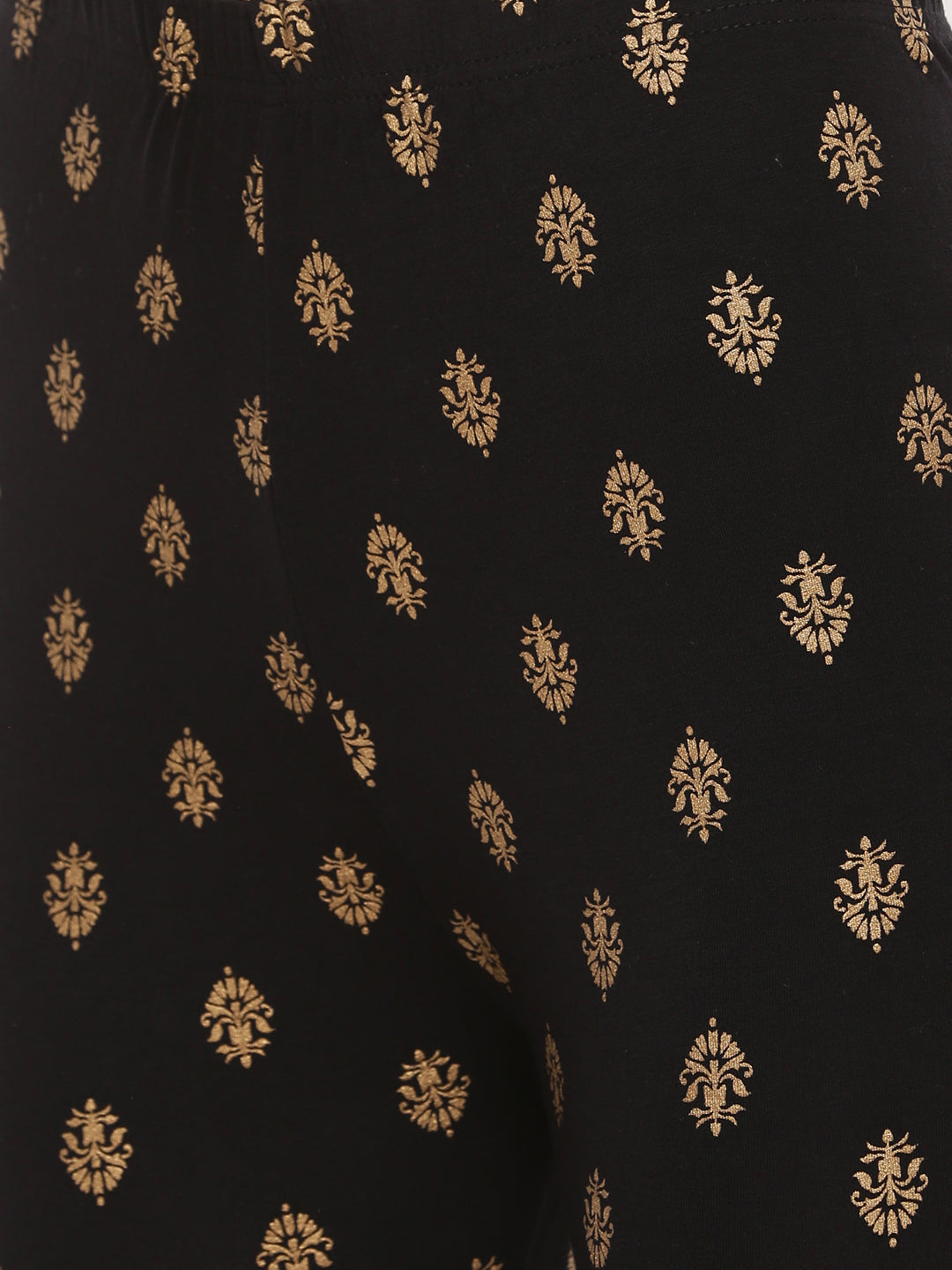 De Moza- Ladies Printed Ankle Length Leggings Black - De Moza (1665241415743)