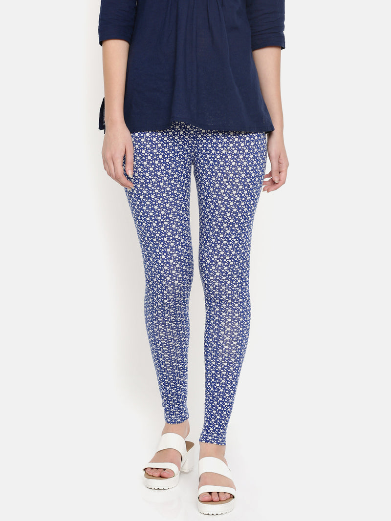 De Moza- Ladies Printed Ankle Length Leggings Navy Blue - De Moza (1532714057791)