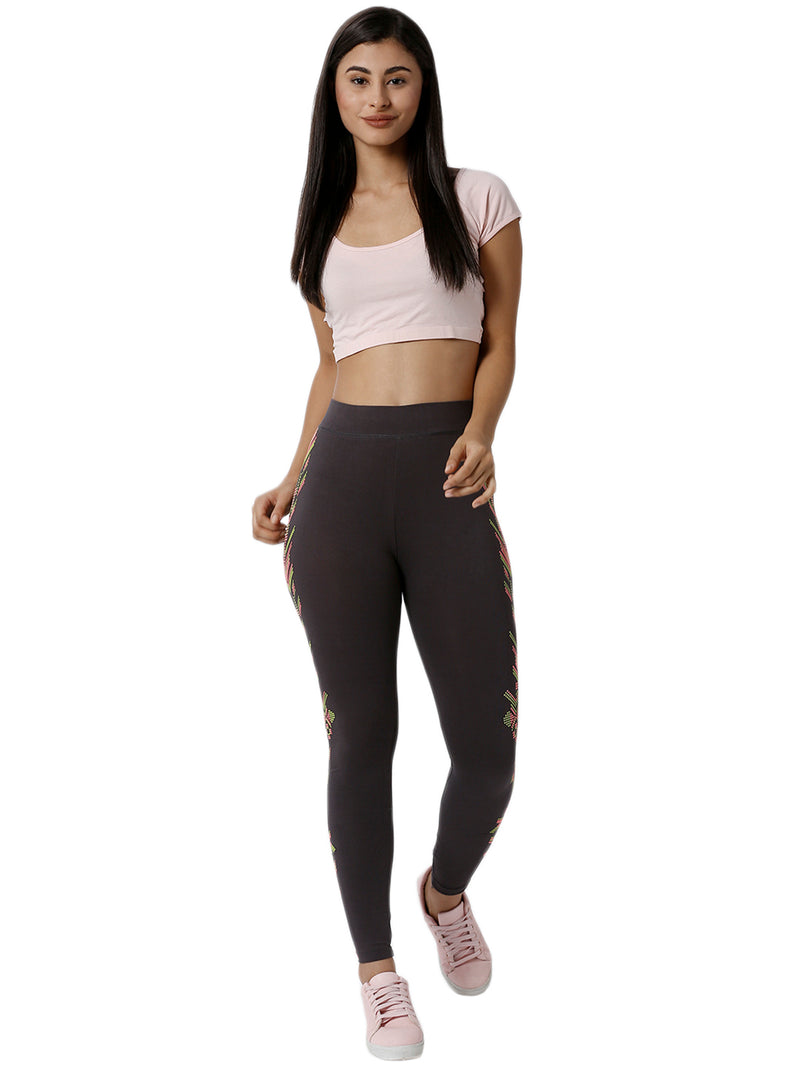 De Moza Ladies Printed Dark Grey Active Wear - De Moza (1790096179263)